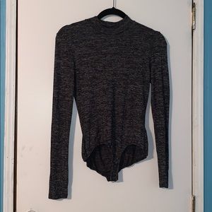 Grey and Black Charolette Russe Bodysuit